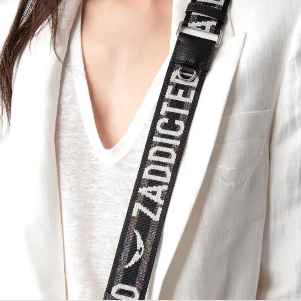 Zadig & Voltaire Glitter Shoulder Bag Strap - "Zaddicted"